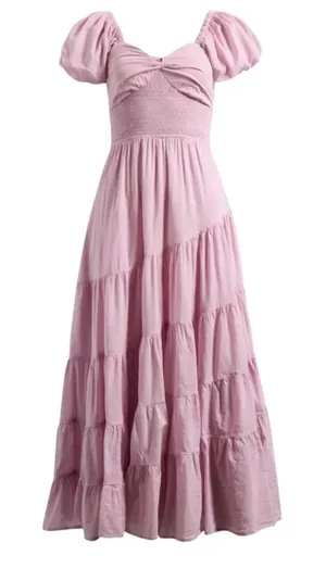 Free People Sundrenched Short Sleeve Maxi Dress in Dawn Pink XS thumbnail 1