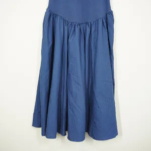 Free People XS Midi Dress Navy Blue Pleated Cap Sleeve Drop Waist Casual Daytime thumbnail 4
