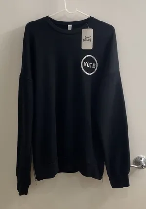Love Bubby Vote Women's Side Zip Sweatshirt Black Size M thumbnail 1
