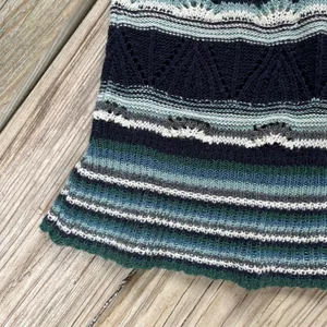 Say What? USA Women's Vintage Y2K Green/Blue Striped Knit Tank Top Size S thumbnail 3
