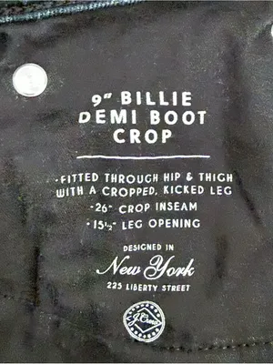 J Crew Washed Out Black Raw Hem Button Fly 9” Billie Demi Boot Cut Crop Jeans 27 thumbnail 8