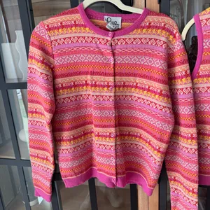Vintage Lilly Pulitzer cashmere fair isle cardigan sweater colorful top set knit thumbnail 3