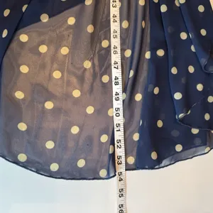 Akira Chicago Polka Dot Chiffon Hi-Lo Dress S Navy Sleeveless Nautical Old Money thumbnail 12