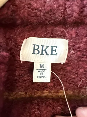 BKE Oversized Fuzzy Burgundy Stripe Cowlneck Sweater Med NWT GRANOLA GOBLINCORE thumbnail 5
