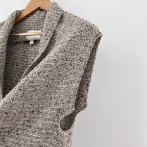 Brochu Walker 100% Cashmere Noah Wrap Open Cardigan Vest SM Earthen‎ Tweed Gray thumbnail 4