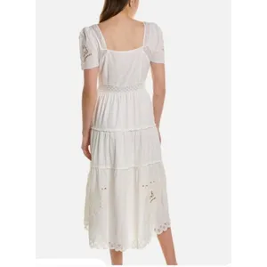 LoveShackFancy Prairie‎ Midi Dress True White Size 0 NWT thumbnail 5