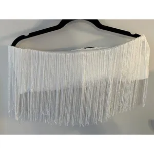 Acoa Skirt & Crop Top Set White Fringed Size Large NEW Nashville Bride Bach thumbnail 2