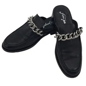 Free People Womens Leather Chain Slip-On Vida‎ Mule Loafers Black Size 37.5 thumbnail 4