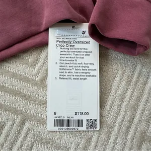 NWT Lululemon Perfectly Oversized Cropped Crew Softstreme Mulled Wine thumbnail 9