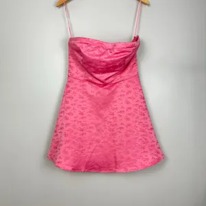 Altar’d State Strapless A-line Bow Mini Dress Pink Satin Size Medium Romantic thumbnail 7