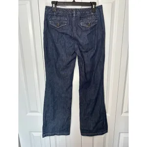 Ann Taylor Dark Wash Bootcut Jeans Womens 6 Stretch Denim High Rise Flare Cotton thumbnail 3