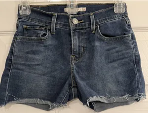 Levi's Cutoff Shorts Sz 25 710 Super Skinny Blue Medium Wash Tight‎ Hottie Sexy thumbnail 1