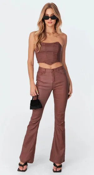Edikted Leather Flare Jeans thumbnail 1