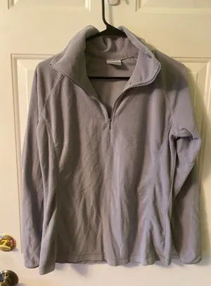 Womens Columbia grey soft fleece half zip hoodie size Large thumbnail 1