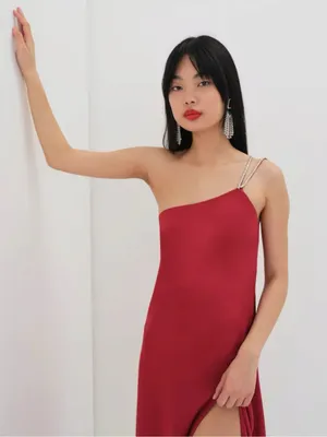 For Love And Lemons Elora Midi Dress Red Medium NWT Evening Party Slit Holiday thumbnail 3