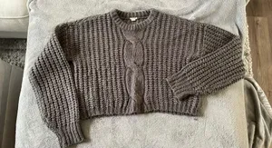 Garage Dark Gray Cable Knit Sweater thumbnail 1