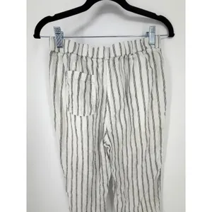 Quince Linen Pants Striped Small White Black Elastic Waist Pockets Sustainable thumbnail 6