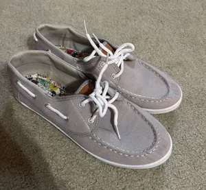 Women's Casual Canvas Boat Loafers in Light Taupe thumbnail 1