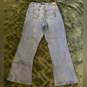 American Eagle blue bootcut jeans with distressed details size 10 SHORT thumbnail 2