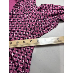 Boden‎ Silvia Long Sleeve A-line Faux Tie Wrap Dress Pink 14L Tall Geometric thumbnail 5