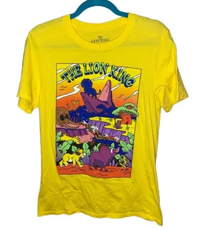 Disney‎ The Lion King Graphic Tee Yellow Simba Pumbaa Timon Small thumbnail 1