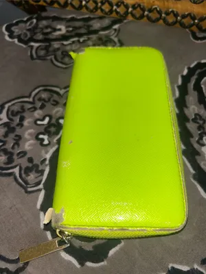 Tory Burch Neon Lime Zip Wallet with Logo Medallion thumbnail 4