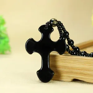 1pc Classic Religious Style Christian Cross Fashion Obsidian Pendant Necklace‎ thumbnail 14