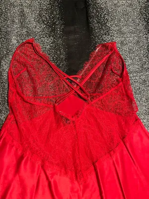 Womens XL Victoria's Secret red lace satin chemise negligee nightie thumbnail 7