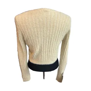 Windsor size medium yellow fluffy cardigan v neck front sweater NWT thumbnail 2