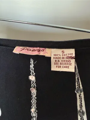 Papaya Y2K Black White Embroidered Sequin 100% Cotton Midi Skirt Size S thumbnail 4