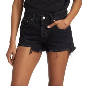 LEVI'S 501 Original Raw‎ Edge Denim Shorts black sz 28 thumbnail 1