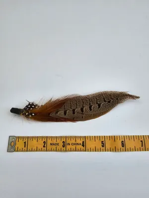 Vintage Clustered Pheasant & Guineafowl Feather Hat Pin Brooch - 7" Lapel thumbnail 3