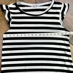White Birch Black White Strip Sleeveless Ruffle Tank Medium thumbnail 5