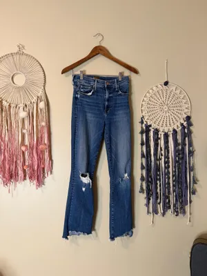 MOTHER The Insider Crop Step Chew Denim Jeans Blue Size 26 thumbnail 3