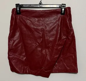 Faux Red Leather Skirt Elegant NWT thumbnail 1