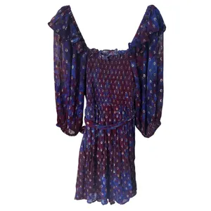 Cleobella Elizabeth Mini Dress‎ Size XS Purple Confetti Metallic Bubble Sleeve thumbnail 6