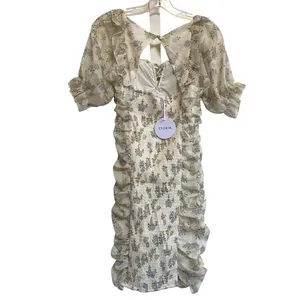 Storia Floral Mesh Ruched‎ Off Shoulder Mini Dress - M NWT thumbnail 7