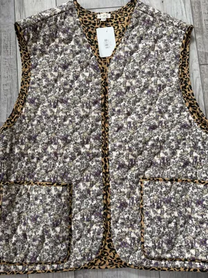 NWT-POL Floral Courdory Quilted Cheetah Oversized Vest Size small / medium thumbnail 7