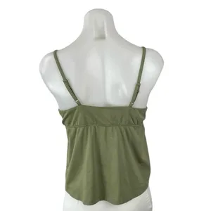 Urban Rebel Green Tie Front V Neck Sleeveless Flared Cami Camisole Tank Top Sz L thumbnail 3