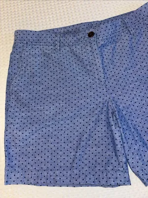 Talbots Girlfriend Chino Shorts Size 12 Light Blue Navy Polka Dot Classic Preppy thumbnail 2