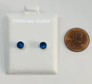 Sterling Silver 925 women girl birthstone stud earrings ❤️ 5mm Birthstone ❤️ aretes de mujer 5mm zirconia ta thumbnail 3