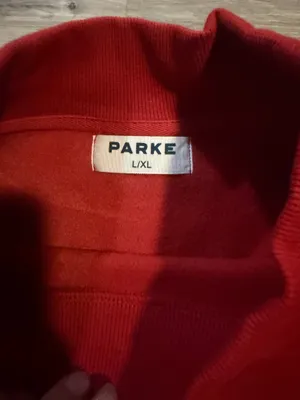 PARKE Varsity Mockneck Sweatshirt Valentines Collection Crimson +Peony L/XL NIP thumbnail 5