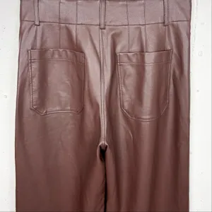 Anthropologie Maeve Colette Faux Leather Cropped Wide Leg Pants Brown Size 28 thumbnail 7