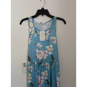 New Women’s Maxi Dress Super Soft Blue floral size Large/XL thumbnail 2