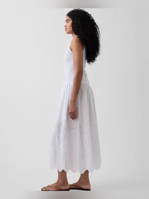 GAP Eyelet Drop-Waist Maxi Dress White XS Petite NWT thumbnail 3
