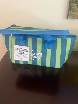 Trader Joe's Mini Insulated Tote - Lime Green & Teal thumbnail 2