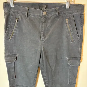 LOFT Petites Gray Skinny Cargo‎ Pants Moto Ankle Zip Utility Trousers Size 8P thumbnail 2