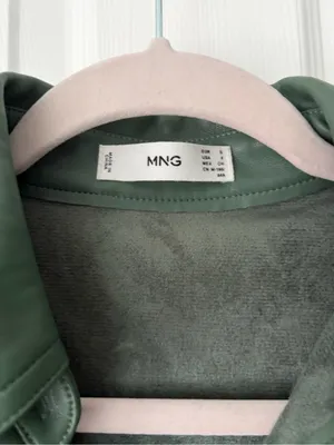 Mango Green Short Sleeve Leather Shirt Dress thumbnail 2