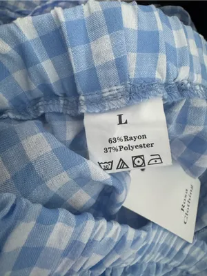 Rosa Clothing Y2K Blue Gingham Bow Tie Side Slit Wide Leg Pants New Large thumbnail 3