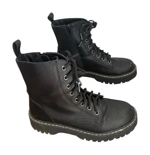 UNIONBAY Unisex Black Combat Boots Lace Up with Side Zipper‎ size 7 women’s thumbnail 1